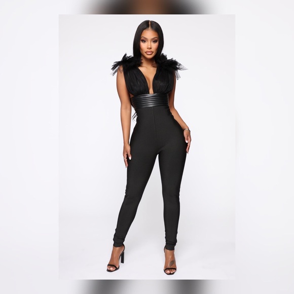 BRAND NEW/ Tulle Top Bandage Jumpsuit - Picture 6 of 7